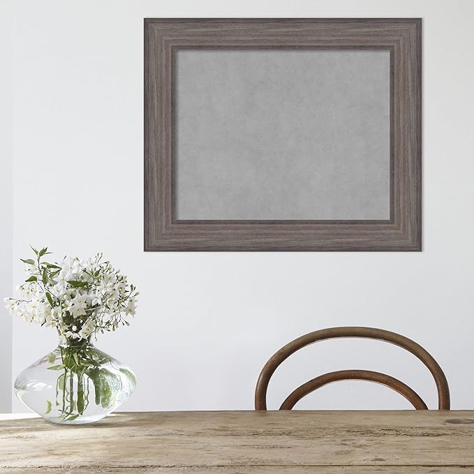 Amanti Art Grey Framed Magnetic Board 21x25 Small Vision Board for use with Magnets, 100% Metal Sheet to Display Items as Office Decor or for Home Organization in mudroom, Kitchen or Kids Room