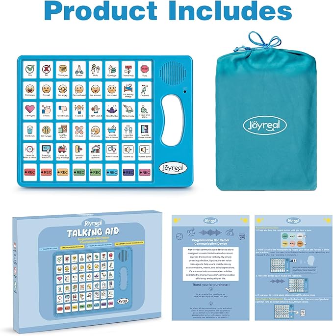 Joyreal AAC Device for Autism, Non Verbal Communication Tools for Speech Therapy & Stroke Rehab. Speech Communication Tablet, Autism Talking Aids with 8 Programmable Buttons (Blue)