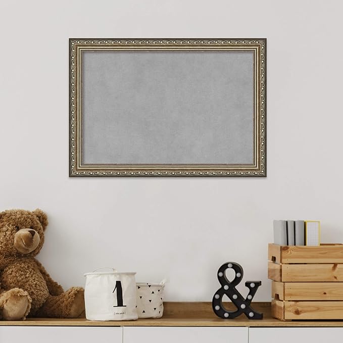 Amanti Art Silver Framed Magnetic Board 14x20 Small Vision Board for use with Magnets, 100% Metal Sheet to Display Items as Office Decor or for Home Organization in mudroom, Kitchen or Kids Room