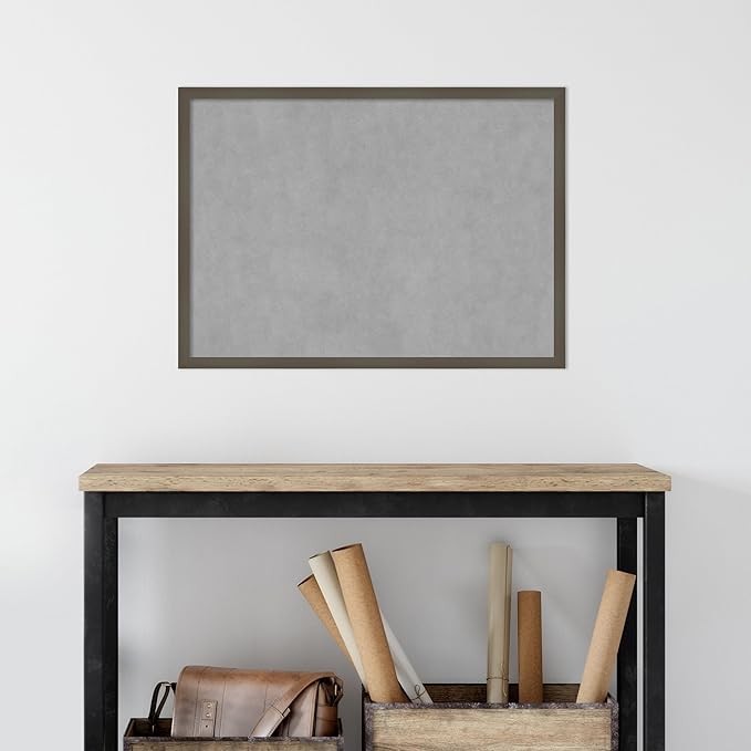 Amanti Art Grey Framed Magnetic Board 21x29 Medium Vision Board for use with Magnets, 100% Metal Sheet to Display Items as Office Decor or for Home Organization in mudroom, Kitchen or Kids Room