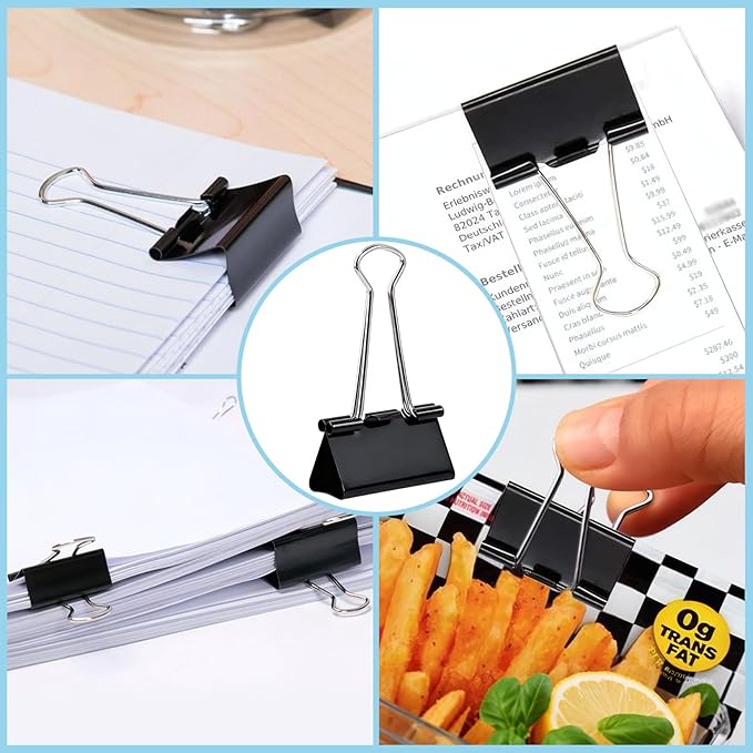 72 PCS Medium Binder Clips – 1.6Inch Heavy Duty Black Metal Paper Clamps, Paper Clips Clamps for Documents Reports, School Teachers Office Supplies