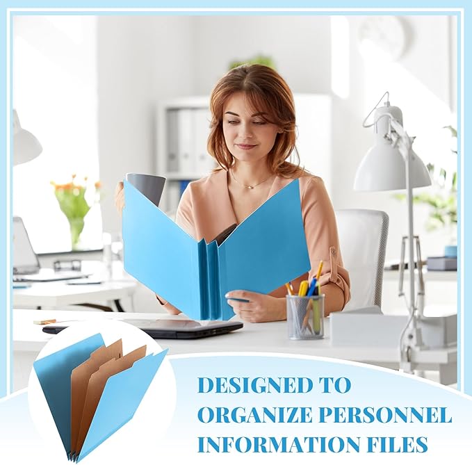 Skyygemm 36 Pcs Classification Folders Letter Size, 2 Divider Pressboard File Folders with 3. 5 Inch Expansion, 2 Prongs Fastener, Heavy Duty Office File Organizers for Teachers, Medical (Blue)
