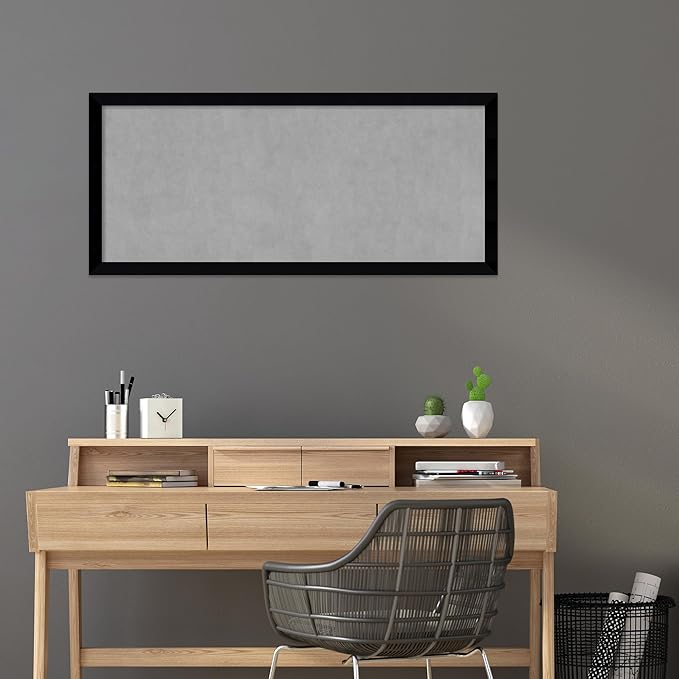 Amanti Art Black Framed Magnetic Board 23x51 Oversize Vision Board for use with Magnets, 100% Metal Sheet to Display Items as Office Decor or for Home Organization in mudroom, Kitchen or Kids Room