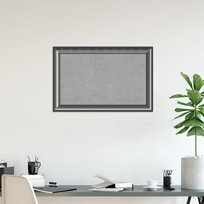 Amanti Art Silver Framed Magnetic Board 30x46 Large Vision Board for use with Magnets, 100% Metal Sheet to Display Items as Office Decor or for Home Organization in mudroom, Kitchen or Kids Room