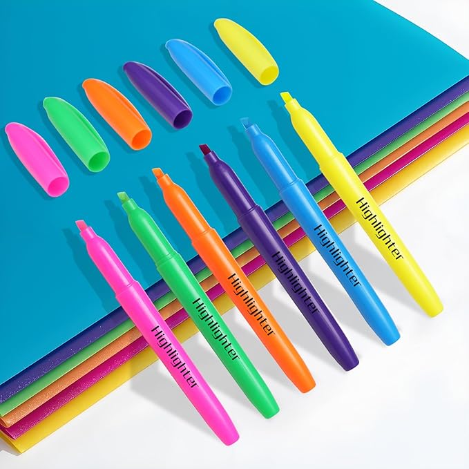 Dacono Highlighters Assorted Colors, Highlighters for School with Soft Chisel Tips, Bible Highlighter No Bleed, Quick-Drying Highlighter Markers for Teacher Students, Classroom Must Have, 24 Pack