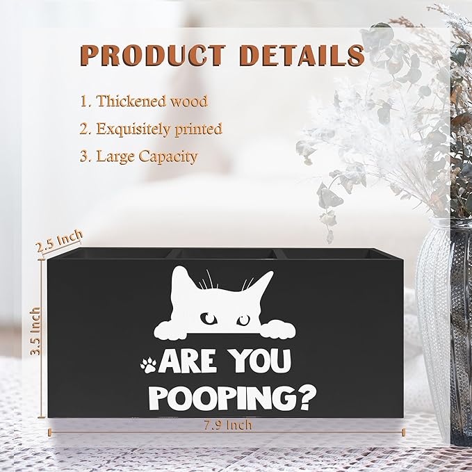 Exqcom Funny Cat Toothbrush Holders for Bathroom Washroom, Cat Bathroom Decor, Gifts for Cats Lovers Mom, Are You Pooping Humorous Makeup Brush Holder Organizer for Vanity
