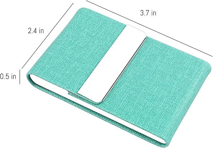 DMFLY Business Card Holder for Women and Men - Magnetic Shut Case for Purse, Green-bm