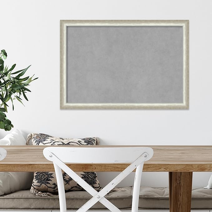 Amanti Art Silver Framed Magnetic Board 18x26 Medium Vision Board for use with Magnets, 100% Metal Sheet to Display Items as Office Decor or for Home Organization in mudroom, Kitchen or Kids Room