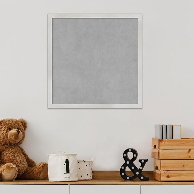 Amanti Art Silver Framed Magnetic Board 17x17 Small Vision Board for use with Magnets, 100% Metal Sheet to Display Items as Office Decor or for Home Organization in mudroom, Kitchen or Kids Room