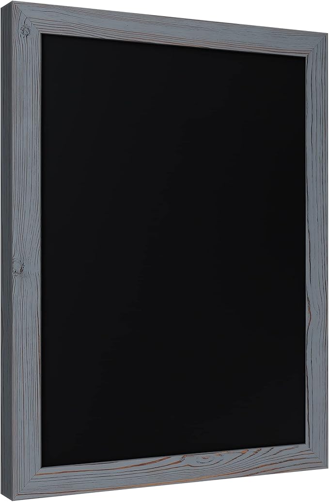 Rustic Grey Magnetic Wall Chalkboard, Large Size 18" x 24", Framed Chalkboard - Decorative Magnet Board Great for Kitchen Decor, Weddings, Restaurant Menus and More! … (18" x 24")…