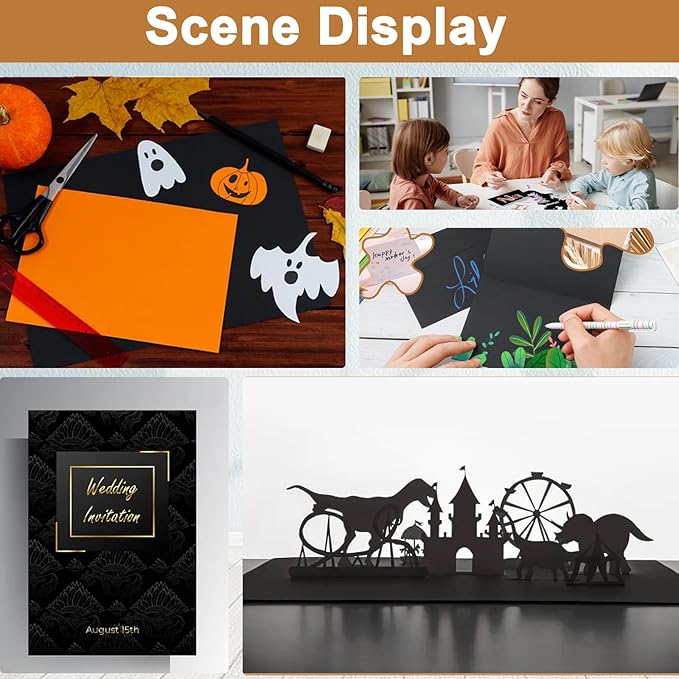 Silunkia 40 Sheets Black Cardstock 8.5 x 11 Printer Paper, 200gsm/75lb Heavyweight Black Card Stock for Halloween, DIY Card Making, Greeting Cards, School Crafting, Wedding Invitations