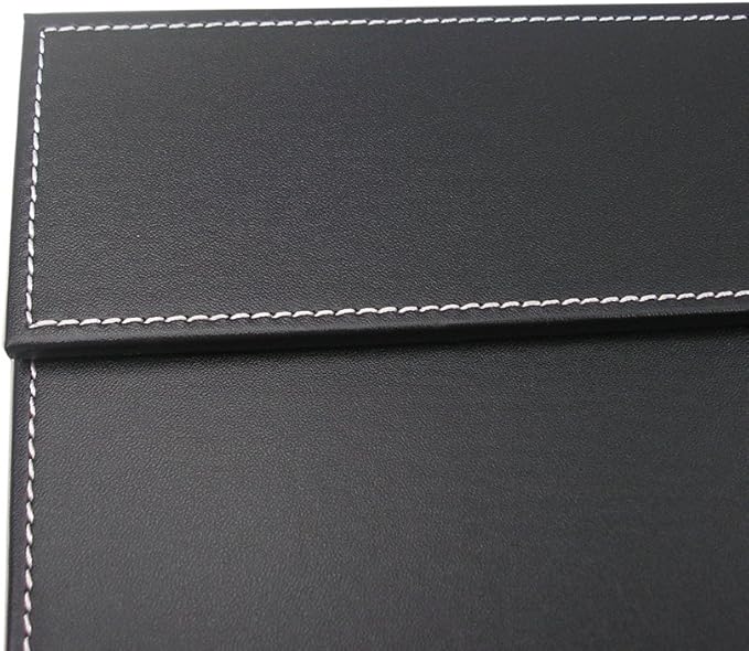 KINGFOM Ultra-Smooth PU Leather Desk Pad & Mat Office Desk Drawing & Writing Board A3/ A4 File Paper Clip Table Protector Mat on Top Large 24''x18'' (Black)