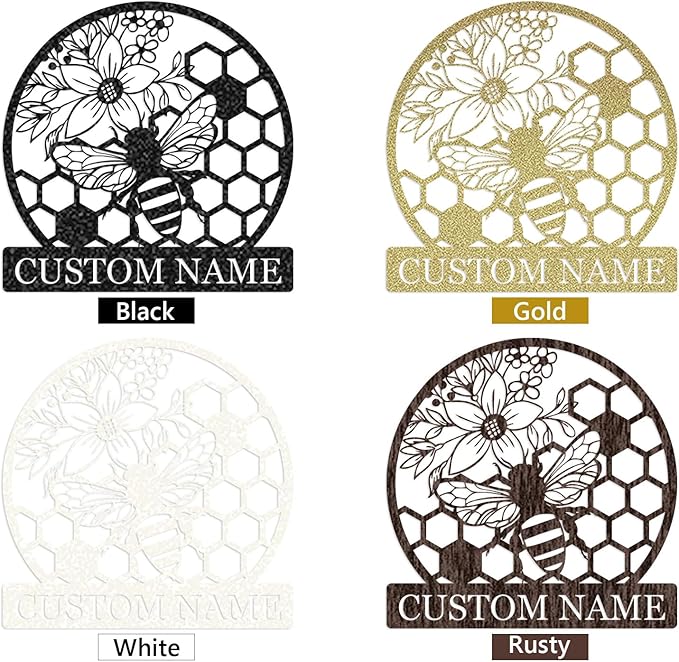 Dyoart Custom Honey Bee Metal Sign | Personalized Metal Bee Wall Art | Custom Garden Signs Outdoor Metal | Bee Hive Decor | Gift for Gardener Bee Keeper | Funny Bee Wall Decor for Home Garden Yard