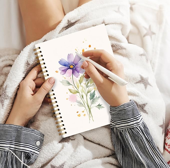 JWVK Vintage Wild Flower Botanical Plant Notebook 03,Rustic Spring Floral Cottagecore Notebook Journal for Work Office School Student Teacher,Hardcover Spiral Notebook 5.5x8.5