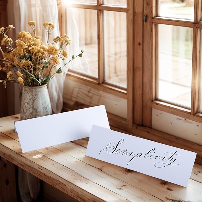WTYONZEL 30 Pack Printable Name Tent Cards,3.5"x 11" Blank Folding Paper for Place Cards & Table Cards(White)