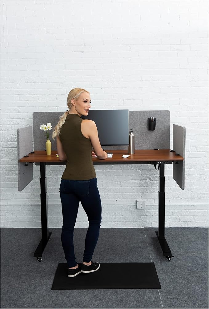 Stand Up Desk Store ReFocus Clamp-on Acoustic Desk Divider Privacy Panel That Reduces Noise and Visual Distractions (Cool Gray, 59" X 23.6")