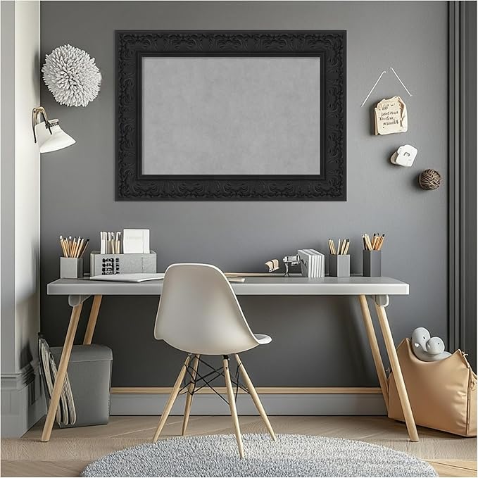 Amanti Art Black Framed Magnetic Board 23x31 Medium Vision Board for use with Magnets, 100% Metal Sheet to Display Items as Office Decor or for Home Organization in mudroom, Kitchen or Kids Room
