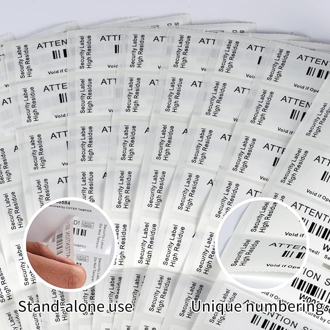 ChtepTamper 100 Pieces Total Transfer Tamper-Evident Stickers Security Labels Great for Goods Shipping,Exchange of Agency Files, Privacy Protection or More(Serial Number 1 * 3.54inches White)