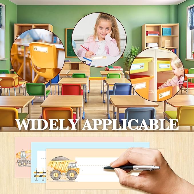 Name Tags for Desks, Construction Truck Theme Students Name Plates, Locker Name Labels for School, Back to School Classroom Decor, 30 Pack (05)