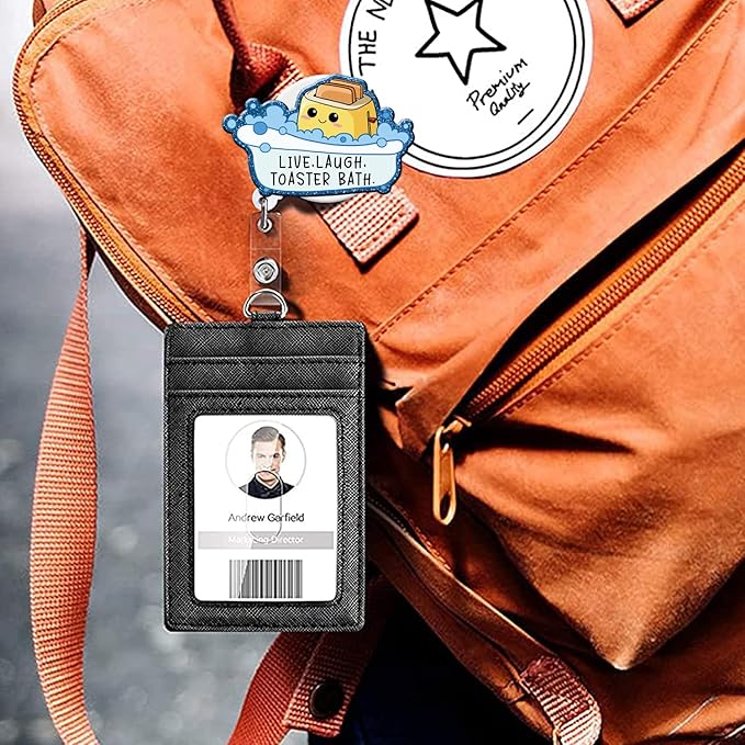 Generic Retractable Badge Holder with ID Clip - Acrylic Badge Accessory for Nurses, Office Workers, Teachers & Students