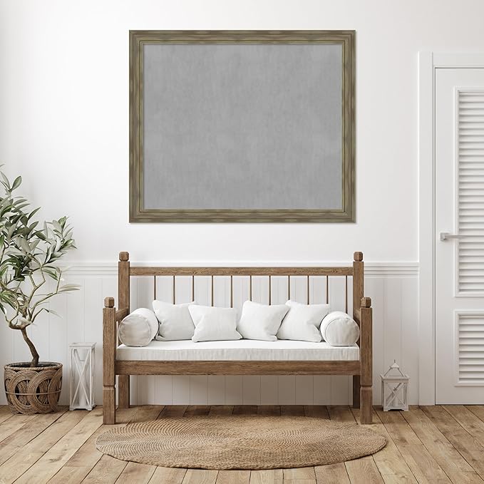 Amanti Art Grey Framed Magnetic Board 46x54 Oversize Vision Board for use with Magnets, 100% Metal Sheet to Display Items as Office Decor or for Home Organization in mudroom, Kitchen or Kids Room