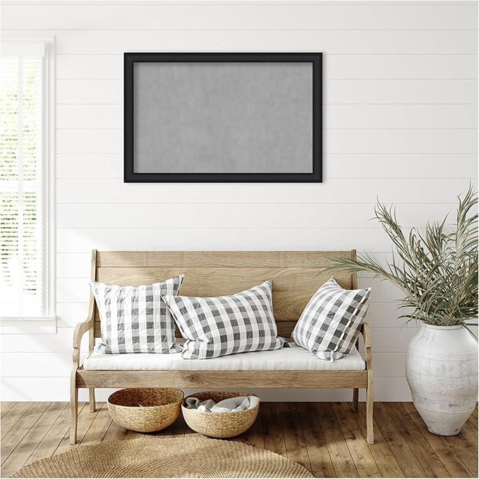 Amanti Art Black Framed Magnetic Board 23x35 Large Vision Board for use with Magnets, 100% Metal Sheet to Display Items as Office Decor or for Home Organization in mudroom, Kitchen or Kids Room