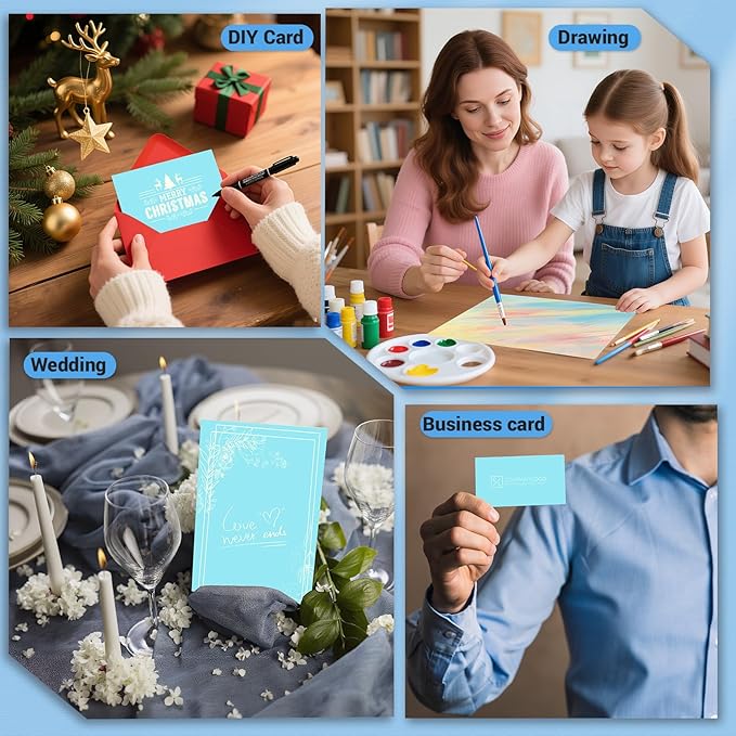 Cardstock 8.5 x 11, Thick Printer Paper 75 lb/200 gsm, 120 Sheets Card Stock Blue, Heavy Card stock, Art CardStock Paper for Invitations, Diy Cards, Business Cards, Menus, Crafts, Drawing etc