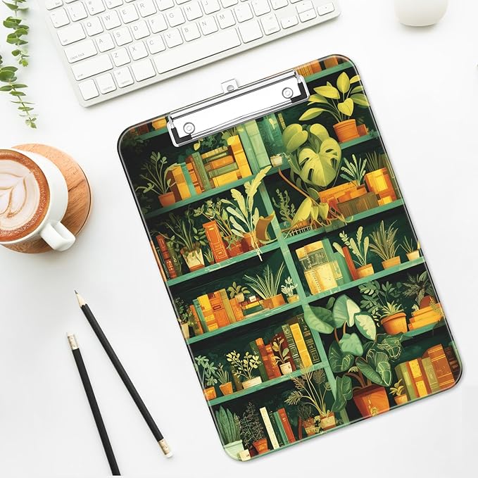 Luminzo Plastic Cute Clipboard Low-Profile Metal Clip, A4 Letter Size 9 x 12.5 in, 8.5 x 11 Paper Clip Board for Teachers, Nurses, Classroom,Green Study Room