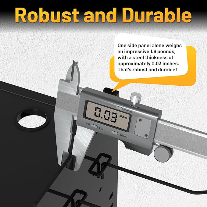 CFMASTER 4-Layer Wall-Mounted Power Tool Organizer Rack,Heavy Duty Adjustable Shelves Organizer for Cordless Power Tool Batteries,Space-Saving Garage & Workshop Charging Station 8 Outlets Power Strip
