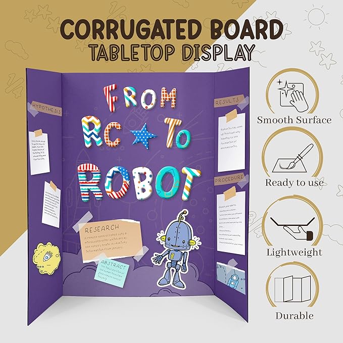 White Tri-Fold Presentation Board 28" X 40" Display Exhibition Board Lightweight and Portable with Smooth Surface Great Business presentations (Pack of 2) - by Emraw