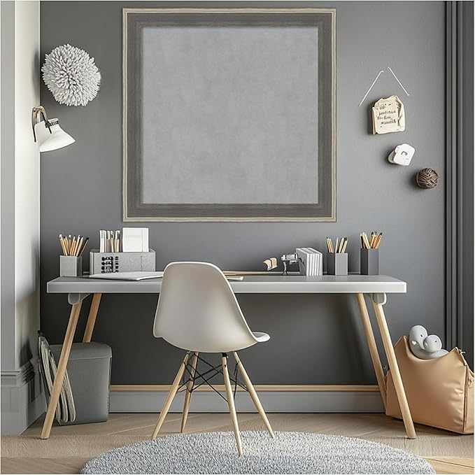 Amanti Art Grey Framed Magnetic Board 29x29 Medium Vision Board for use with Magnets, 100% Metal Sheet to Display Items as Office Decor or for Home Organization in mudroom, Kitchen or Kids Room