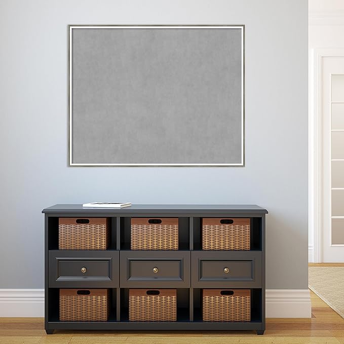 Amanti Art Silver Framed Magnetic Board 33x41 X-Large Vision Board for use with Magnets, 100% Metal Sheet to Display Items as Office Decor or for Home Organization in mudroom, Kitchen or Kids Room