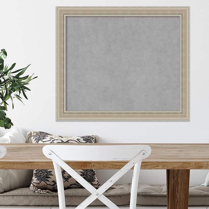Amanti Art Silver Framed Magnetic Board 24x28 Medium Vision Board for use with Magnets, 100% Metal Sheet to Display Items as Office Decor or for Home Organization in mudroom, Kitchen or Kids Room