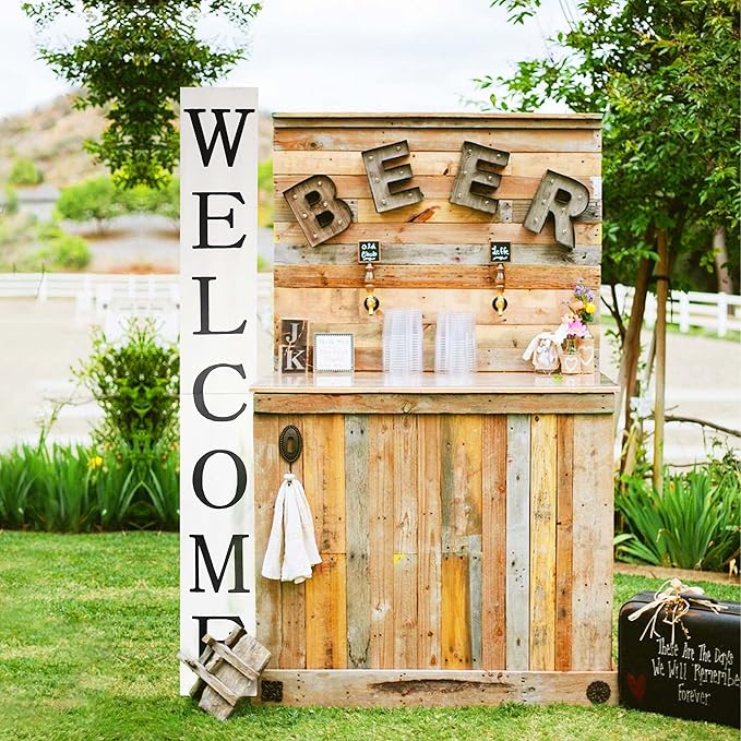 Tall White Welcome Sign - 6ft Rustic Farmhouse Decor for Front Door & Porch