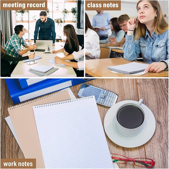Maitys 6 Pcs Legal Pad Steno Spiral Notebook 8.5 x 11 Inches Top Bound Spiral Pads Hard Cover College Ruled Notepad 70 Sheet Pad Colorful Covers for School Office University Home (Delicate Color)