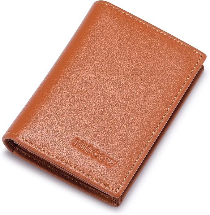 Leather Business Card Case Holder for Men & Women, Italian Calfskin