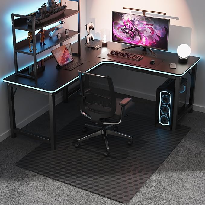 SALLOUS Chair Mat for Carpet, 30" x 48" Office Chair Mat for Carpeted Floors, Heavy Duty Vinyl Floor Mat with Grips, Non-Slip Carpeted Floor Protector Computer Desk Mat for Home Office (Black)