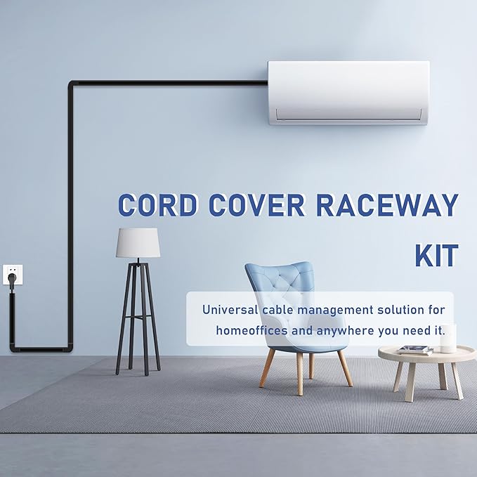 Cable Cover Wall - Large Cord Covers for Wires on Wall, 157 Inches TV Cable Hider Wall Kit, Black