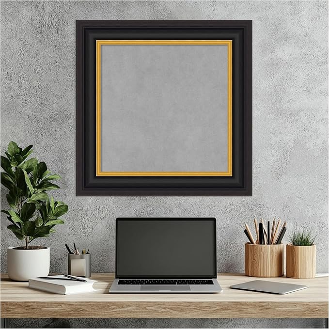 Amanti Art Black Framed Magnetic Board 22x22 Small Vision Board for use with Magnets, 100% Metal Sheet to Display Items as Office Decor or for Home Organization in mudroom, Kitchen or Kids Room