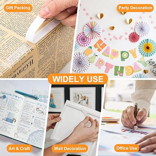 GUOKOFF Double Sided Tape 1 Inch x 40 Yards - 2 Rolls, Strong Adhesive Double Sided Sticky Tape, Two Sided Tapes, Multipurpose Tape for Arts, DIY, Crafts, Scrapbooking