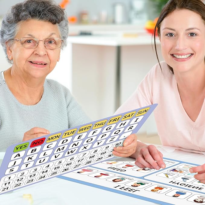 6 Pcs Communication Boards for Non Verbal Adults 11.81 x 8.27'' Colorful Picture Symbol Communication Cards Speech Tool for Autism Aphasia Stroke Patients Hospital Care Use (Multi)