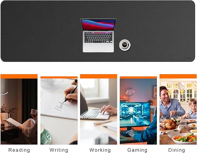 Mydours 75" x 24" Super Large Desk Pad, Desk Protector Mat with PU Leather, Large Desk Blotter Mat for Office, Home & Writing, Full Desk Pad for Keyboard and Mouse (Black)