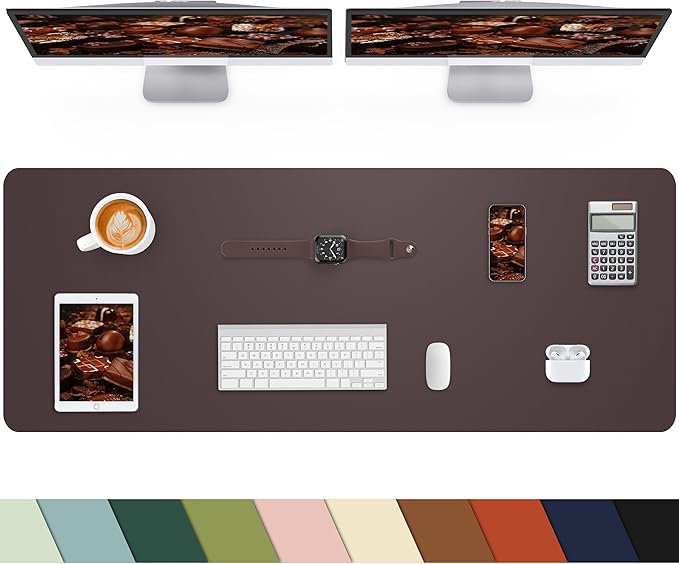 Large Leather Desk Pad Protector, Office Desk Mat,Mouse Pad, Non-Slip PU Leather Desk Blotter, Laptop Desk Pad, Desk Accessories for Office& Home (Coffee, 55" x 24")