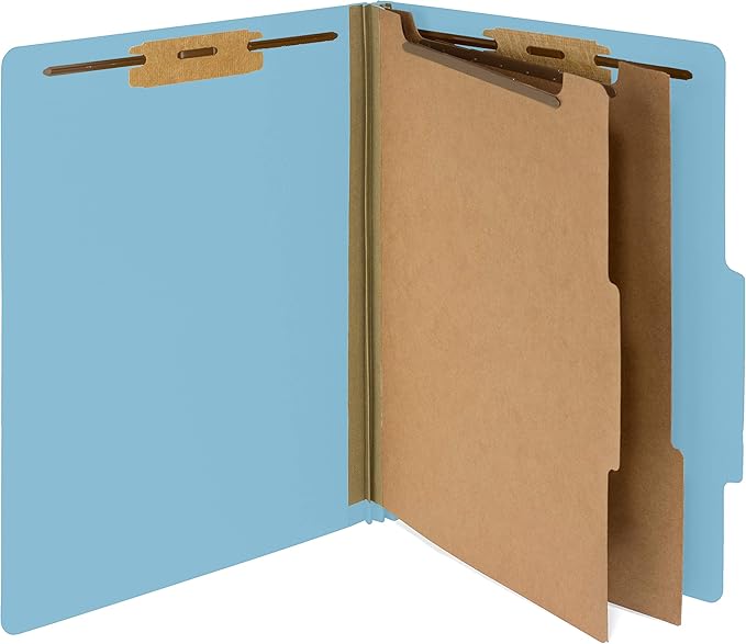 Blue Summit Supplies 30 Letter Size Light Blue Classification Folders, 2 Dividers, 2 Inch Tyvek Expansions, Durable 2, Letter Size, Light Blue Color, 30 Pack