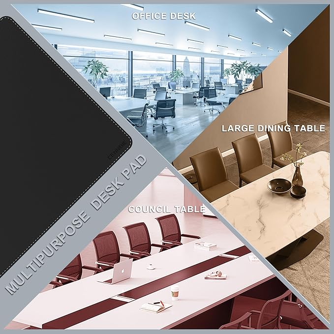 CENNBIE MAX240 94.5" x 39.4" Leather Desk Mat Protector, Extra Large Leather Desk Pad for Full Desk - XXL Super Large Mouse Pad (Black)