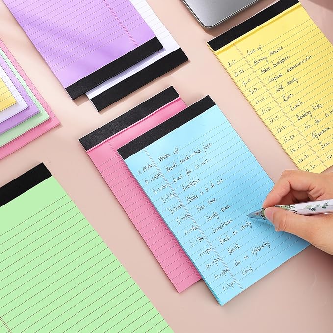 Thboxes 12 Packs Legal Pads 5x8, Totally 360 Sheets Colored Legal Pads 5x8 College Ruled Writing Pads Small Note Pads 30 Sheets/Pad Tablets Lined Notepad for School, Office, To-Do Lists