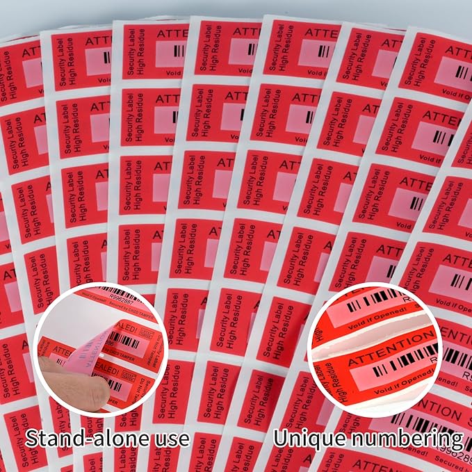 ChtepTamper 100 Pieces Total Transfer Tamper-Evident Stickers Security Labels Great for Goods Shipping,Exchange of Agency Files, Privacy Protection or More(Serial Number 1 * 3.54inches Red)