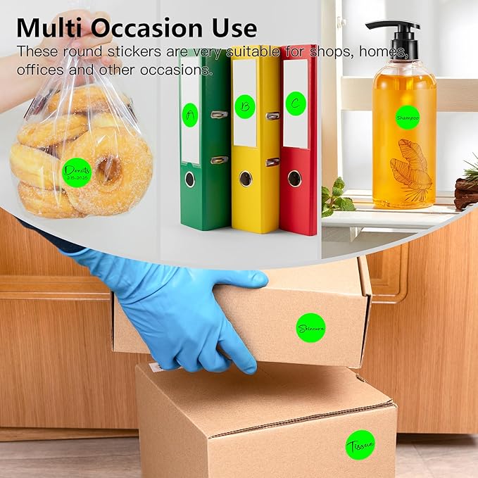 Fluorescent Green 1 Inch Round Color Coding Labels with 4000 Dots, 4 Rolls - Bright Color Dot Stickers for File Folders, Inventory System - Highly Visible