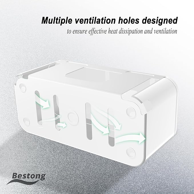 Power Strip Cover Box - Hide Power Strip for TVs and Computers, Electrically Safe Cord Organizer Box, Cord Box Crafted from Durable ABS Material (2pack,White)