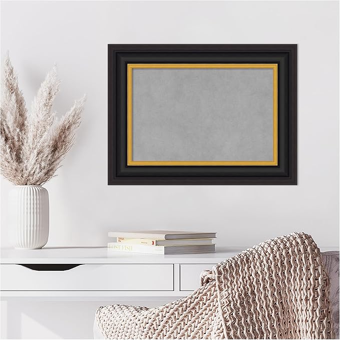 Amanti Art Black Framed Magnetic Board 18x24 Small Vision Board for use with Magnets, 100% Metal Sheet to Display Items as Office Decor or for Home Organization in mudroom, Kitchen or Kids Room